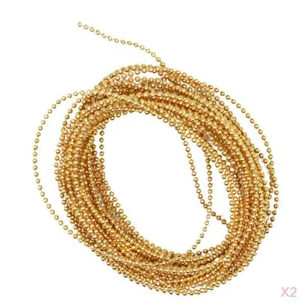 2Pcs 5M Christmas String Gold Bead Garland Spool Bouquet Party Wedding Decor