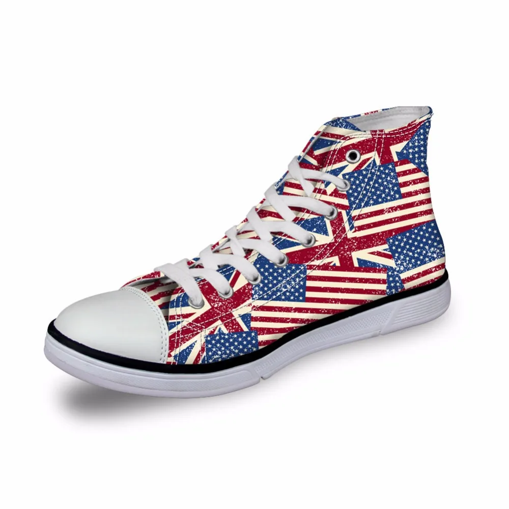 

Noisydesigns Women sneakers Casual national flag star stripe 3D print flat vintage Canvas Vulcanized shoes high top flats girls