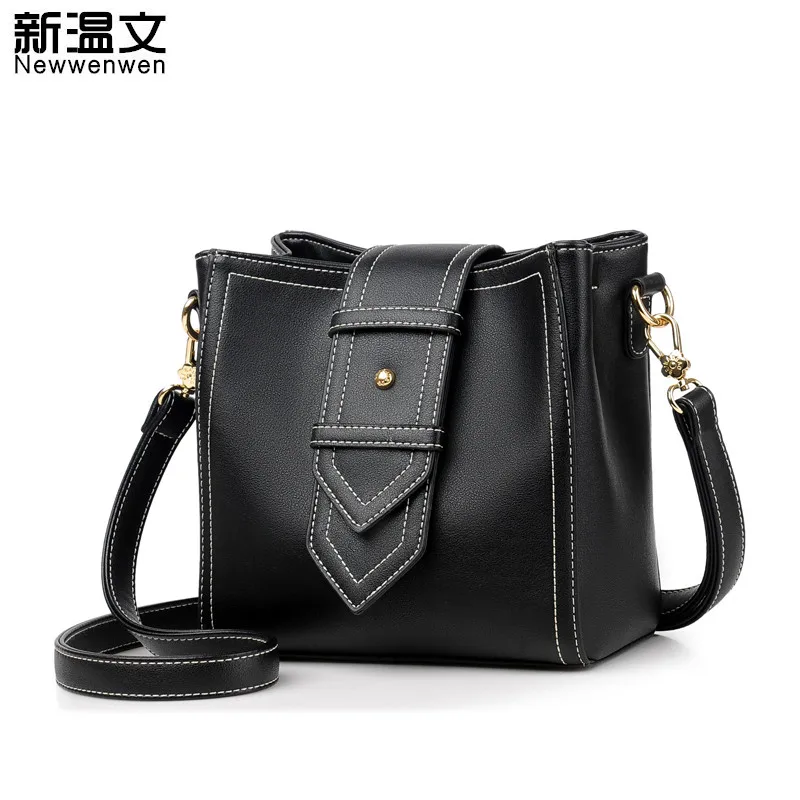 PU Leather Messenger Bags Women Mental Lock Vintage Shoulder Bag Ladies