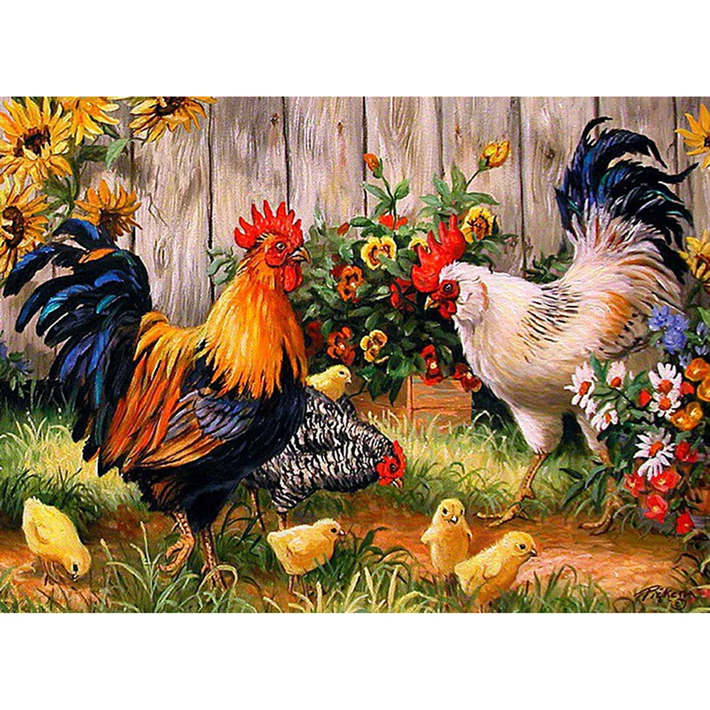 

Full Square/round Diamond 5D DIY Diamond Painting A group of Cocks Embroidery Cross Stitch Rhinestone Mosaic Home Decor