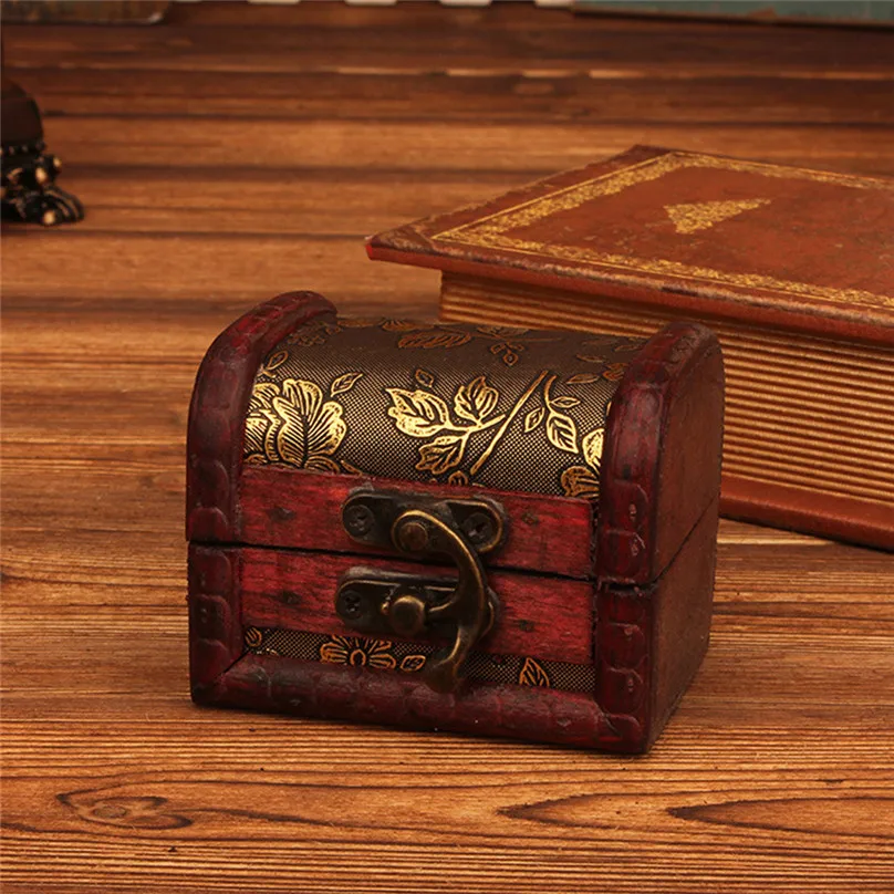 2019 NEW Storage Jewelry Box Vintage Wood Handmade Box With Mini Metal Lock For  Storing Jewelry Treasure Pearl Gift #4A19 (3)