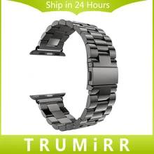 Correa de acero inoxidable para iwatch apple watch/deporte/edición 38mm 42mm Wrist Band Pulsera de La Correa con adaptador Negro plata