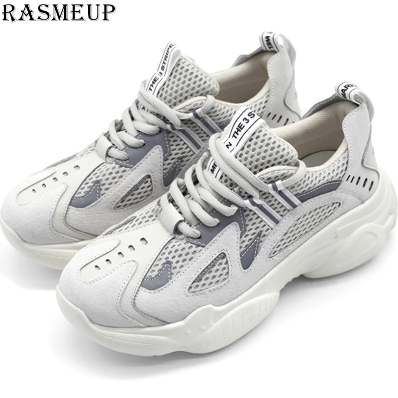 

RASMEUP Mesh Women's Chunky Sneakers 2019 Fashion Summer Breathable Women Platform Shoes Brand Dad Trainers Woman Footwear