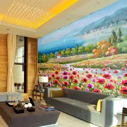 Beibehang Ресторан диван гостиной обои большой влаги дышащий Настенные обои Европейский Элегантный картина маслом цветы