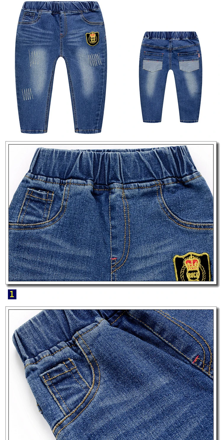 Leisure style Kids Baby boy Girls pants clothing Spongy or jeans 1 Crown 2 Car 3 Letter 4 Jeep Pattern Soft denim trousers  (8)