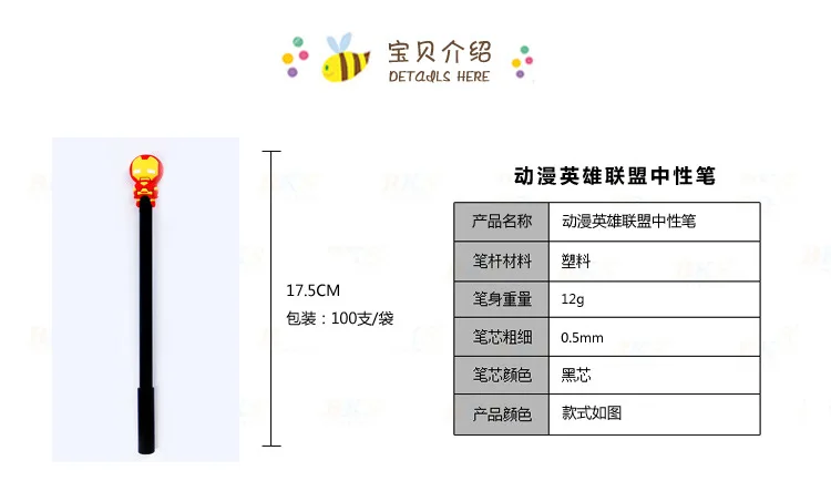 4 шт./партия, серия гелевых ручек с героями мультфильмов, милые 0,5 мм, черные чернила, авторучка, школьные, офисные, канцелярские принадлежности