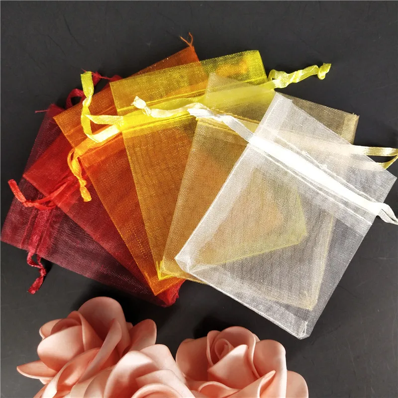 100pcs 14*19CM gift bags for jewelry bags packaging Organza Bag drawstring bag wedding/woman travel storage display pouches 7Z