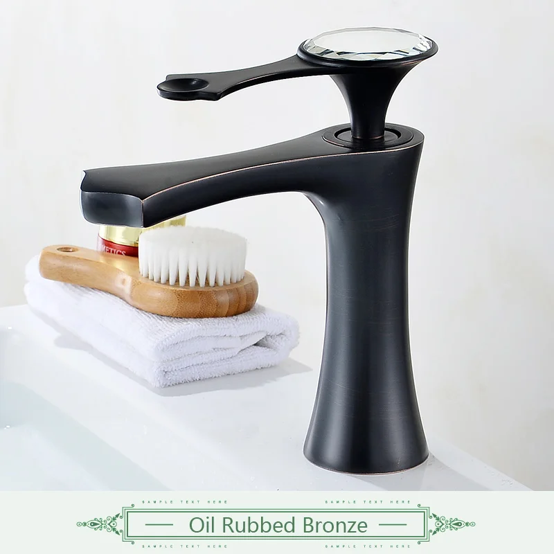ORB FLG смеситель для раковины, краны с одним отверстием, смесители для ванной комнаты, матовый никелевый кран для раковины, кран с алмазной ручкой, смеситель для воды - Цвет: ORB