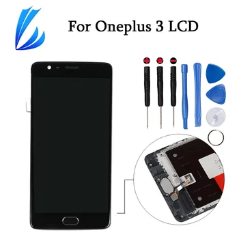 

LL TRADER Panel Assembly For Oneplus Three 3 A3000 Display LCD Digitizer For One plus 3 Touch Screen Replacement+Frame+Tools
