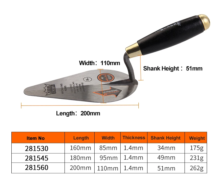 KSEIBI мм 180 мм измерительный шпатель Walby Обрезной наконечник с деревянной ручкой для ручных инструментов промышленного класса Bricklaying шпатель