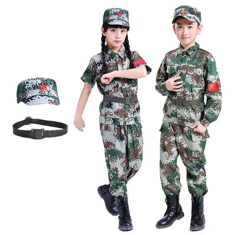 

Kids Army Military Uniforms Boy Scout Tactical Costumes Children Camouflage Training Combat Jackets Girls Jungle Ghillie Suits