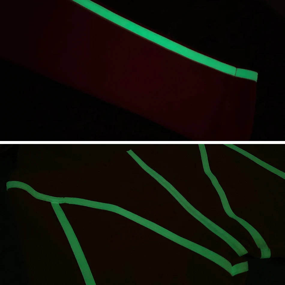 Модный спортивный комплект, флуоресцентная полосатая спортивная одежда с длинными рукавами, комплект из 2 предметов, светящийся укороченный верхние Леггинсы Узкие женские штаны