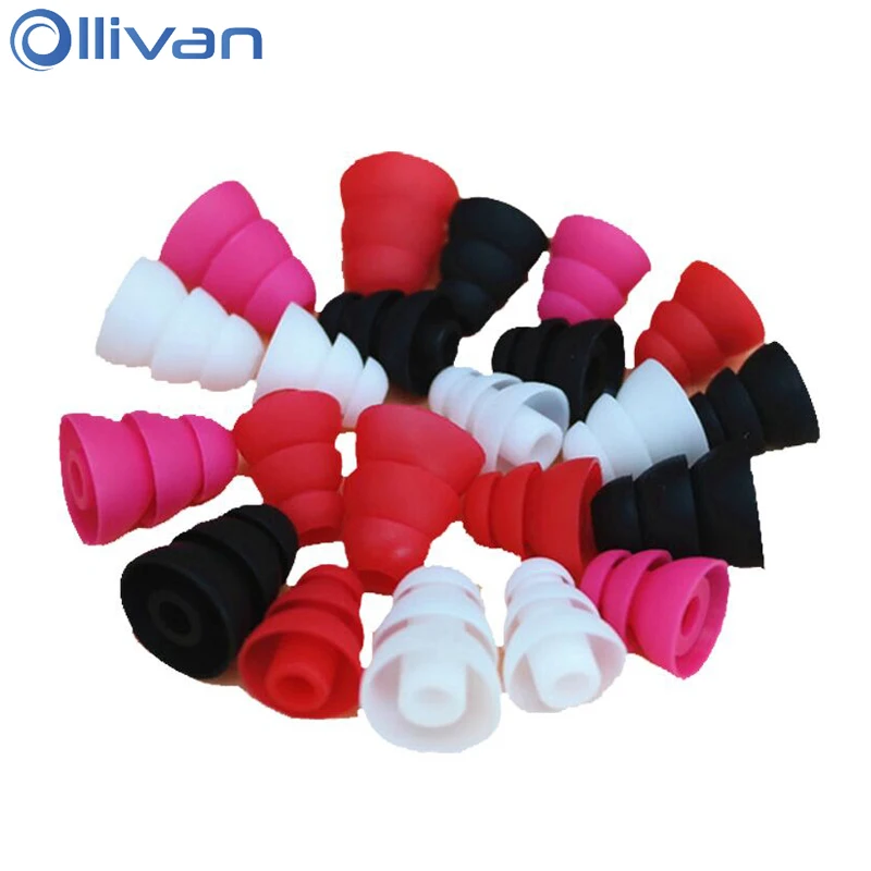

Ollivan 6pcs/3pairs Silicone Ear Pads Three Layer Earphone Covers Earbud Cap Replacement Tips Earbuds Eartips Earplug Cushion