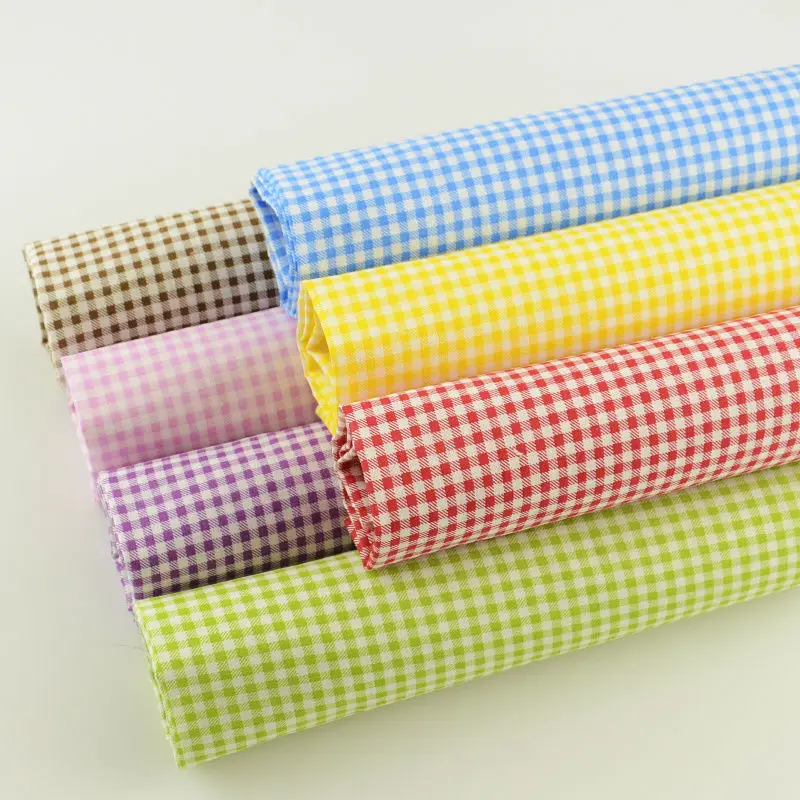 Colored Check Design 7PCS/lot Cotton Fabric Patchwork Other Sewing Project Cloth Dolls Cutting Pieces Quilting Meter Toys Tecido