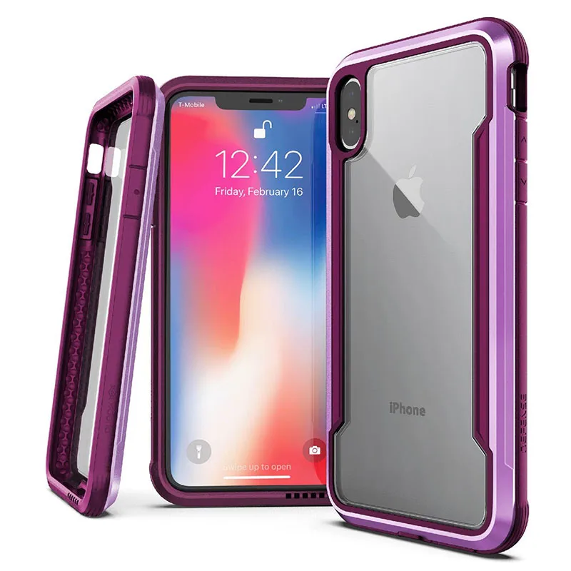 Чехол X-Doria Defense Shield Series для iPhone XR XS Max, военный класс, протестированный на падение, анодированный алюминиевый чехол, чехол для iPhone XR - Цвет: Purple