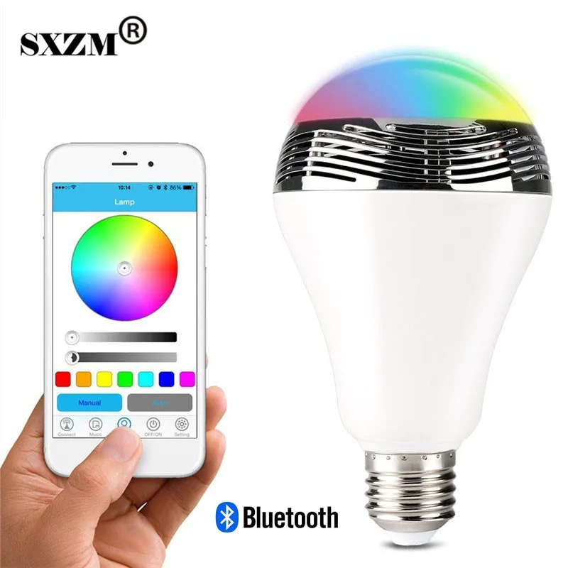 

SXZM Wireless E27 6W Bluetooth 4.0 RGBW Smart LED Night Light with Dimmable Multicolor Audio Music Speaker for living room,Party