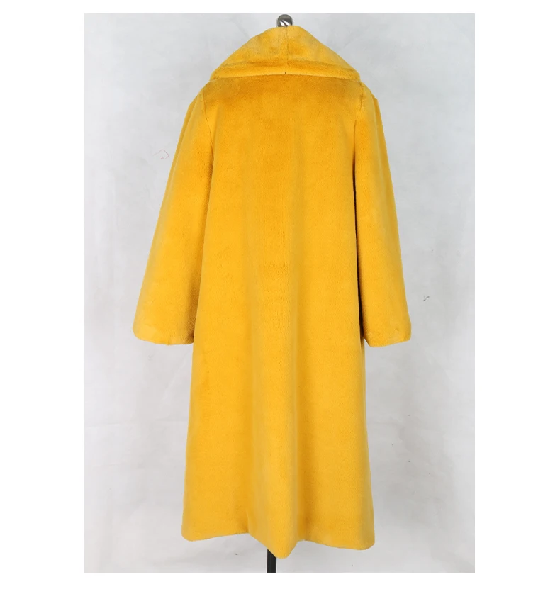 Nerazzurri желтое модное женское зимнее пальто из искусственного меха Длинный большой размер xl 5xl 6xl Новые повседневные утепленные плюшевые женские пальто