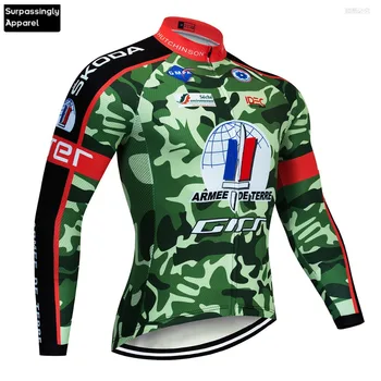 

2019 Tour France Team Camouflage Pro MTB Cycling Jersey Ropa Ciclismo Mens Long Sleeve Bicycling Maillot Bike Outdoor Sportswear
