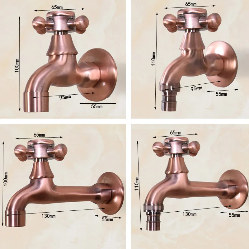Античный красный медный настенный садовый кран для стиральной машины, кран для ванной комнаты, кран для швабры, открытый кран, одиночный холодный кран KD080