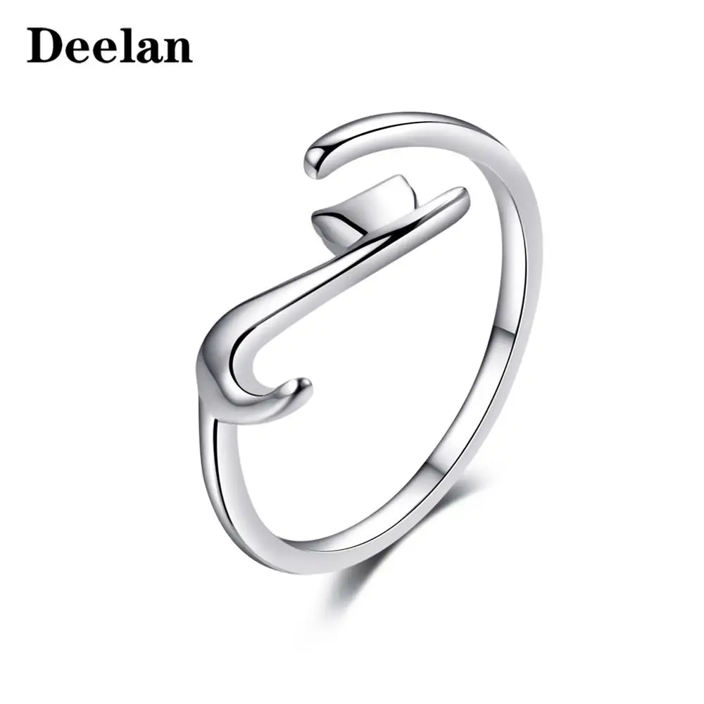 

DEELAN luxury brand rings For Women Girls Silver Color fashion Band finger Adjustable Ring valentines day birthday party jewelry