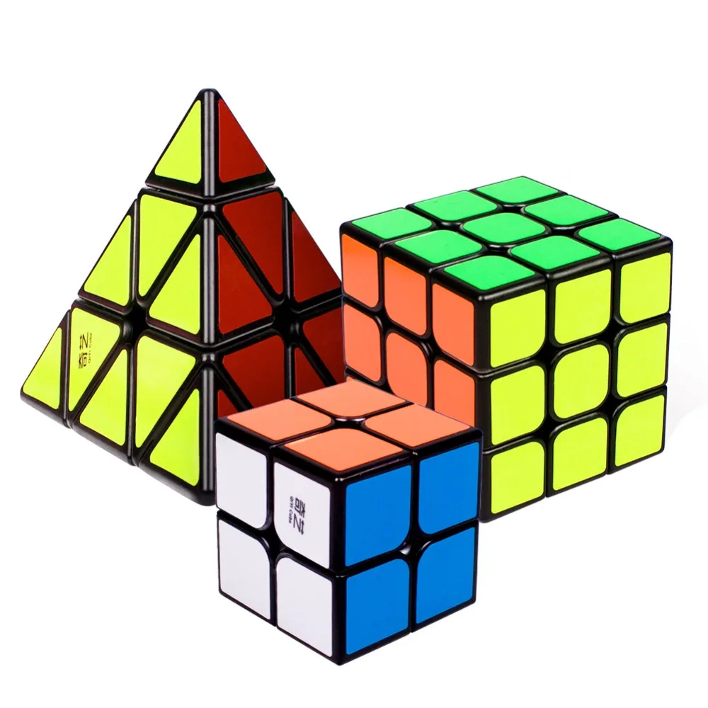 

3 PCS For Magic/Cube Set of 2x2x2 3x3x3 Pyramid Cube Smooth Puzzle For Magic Cubes Carbon Fiber Sticker Toys