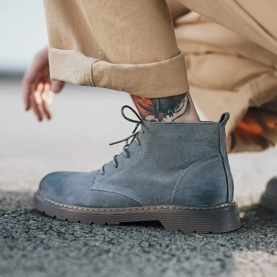 

2018 New Japanese Style Wild Fashion Tide Men's Casual High-Top Boots Retro First Layer Pigskin Straps Round Head Shoes Boots