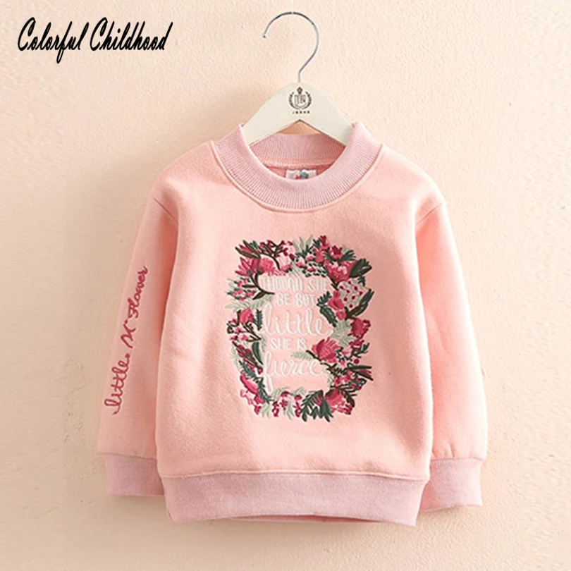 

Girls Winter Coat Floral Printed Round Collar Thicken Velvet Hoodies& Tops Infant Toddler Kid Warm Casual Pullover Wear Coat