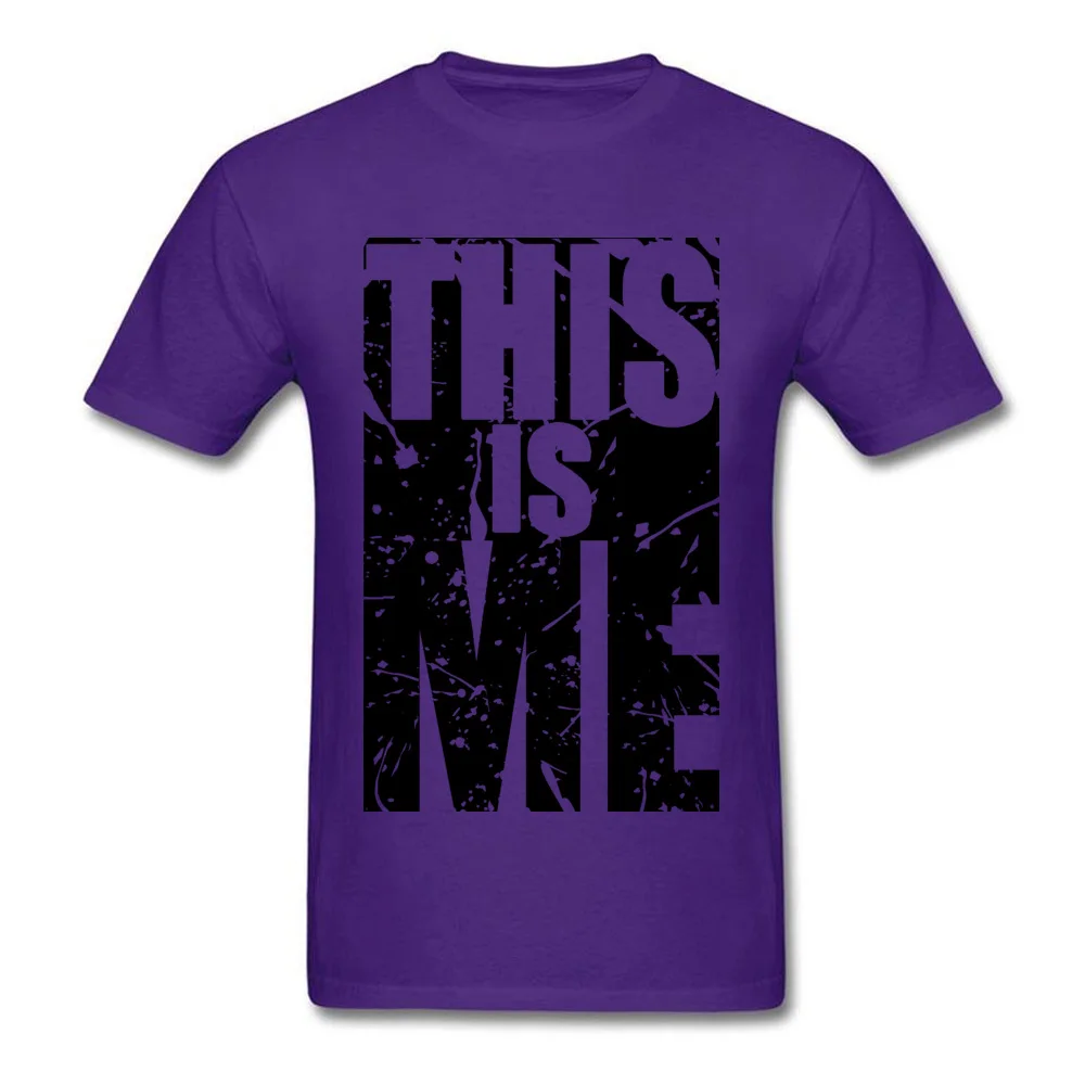 This-is-Me190619Y Fashion Casual Tops Shirt Round Collar Fall All Cotton Short Sleeve T-Shirt for Students Printed On Tees This-is-Me190619Y purple