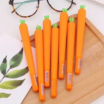 

Cute Kawaii Stationery Carrot Design Gel Pen Soft Silica Gel 0.5mm Black Ink Unisex/Neutral Pen for Children Student Gift