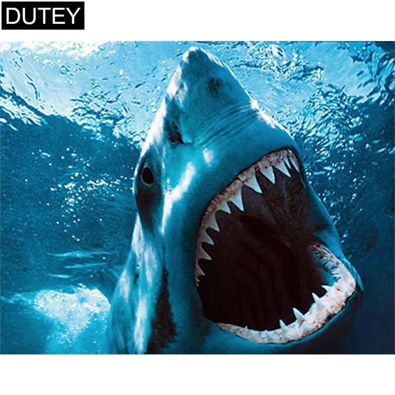 Full round Diamond 5D DIY Diamond Painting Shark Diamond Embroidery Cross Stitch Mosaic Painting Decor