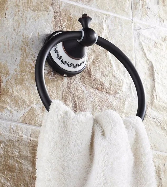 Новые поступления латунь настенный Ванная комната Полотенца держатель античная Кольца для полотенец Вешалки для полотенец Аксессуары для