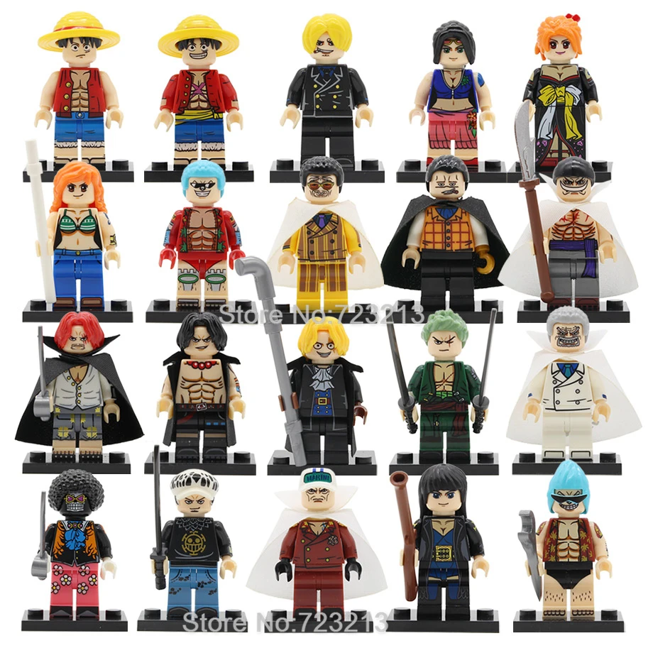 

Cartoon ONE PIECE Luffy Figure Single Sale Nami Nico Robin Zoro Sanji FRANKY Crocodile Building Blocks Sets Models Bricks Toys