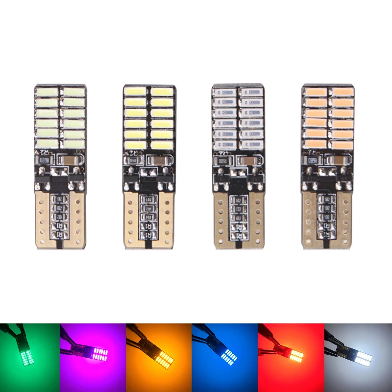 RXZ 10 шт. W5W светодиодный T10 без ошибок 4014 24SMD T10 светодиодный для парковочные фары автомобиля Габаритные лампы Интерьер Потолочные плафоны дневные ходовые огни 12V Белый с can-bus