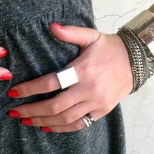 Стильное широкое женское кольцо в стиле панк-рок, простой: золото, серебро, квадратный подарок, кольцо на палец, модное ювелирное изделие mulheres anel R90