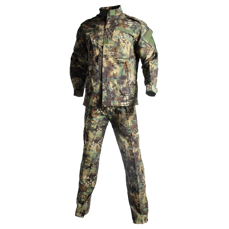 Бренд Охота Для мужчин комплекты хлопок военной работы форменная рубашка Для мужчин армейские брюки тактические рубашки костюм учебные одежда Мужские штаны Летние - Цвет: Jungle python