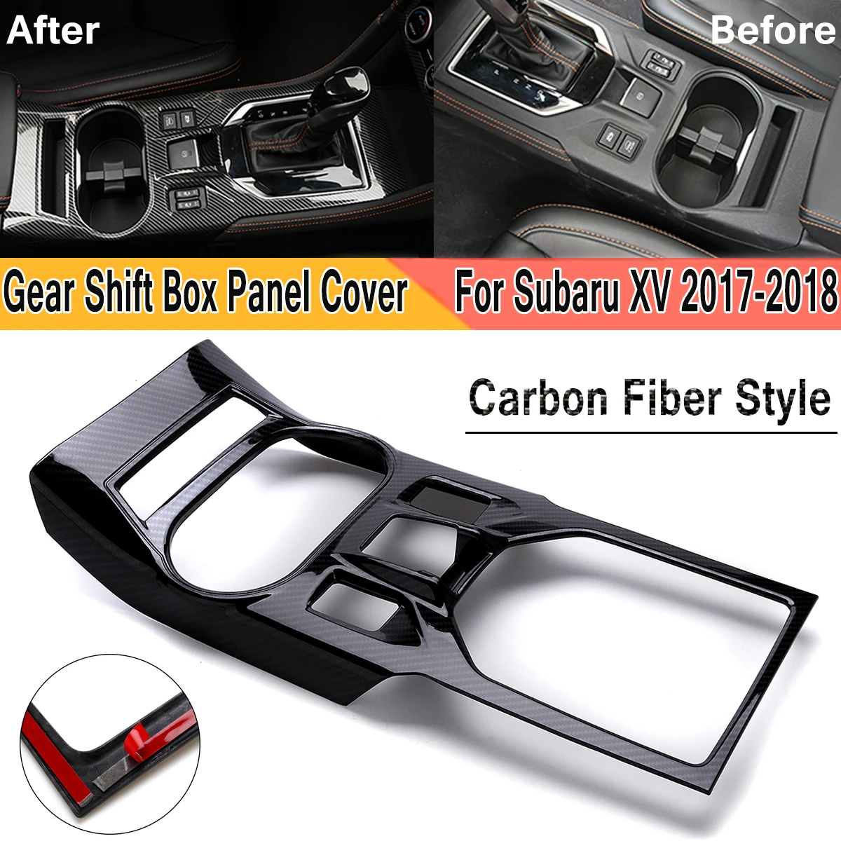 Carbon Fiber Style ABS Interior Gear Shift font b Box b font Panel Overlay Cover Trim