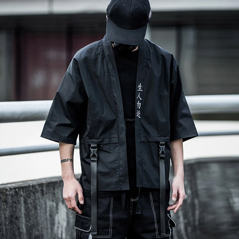 2019 Japanese Street Stranger Embroidery Jacket Japan Style Fashion Black  White Ribbon Men Jackets And Coat Us Size S-xl - Jackets - AliExpress