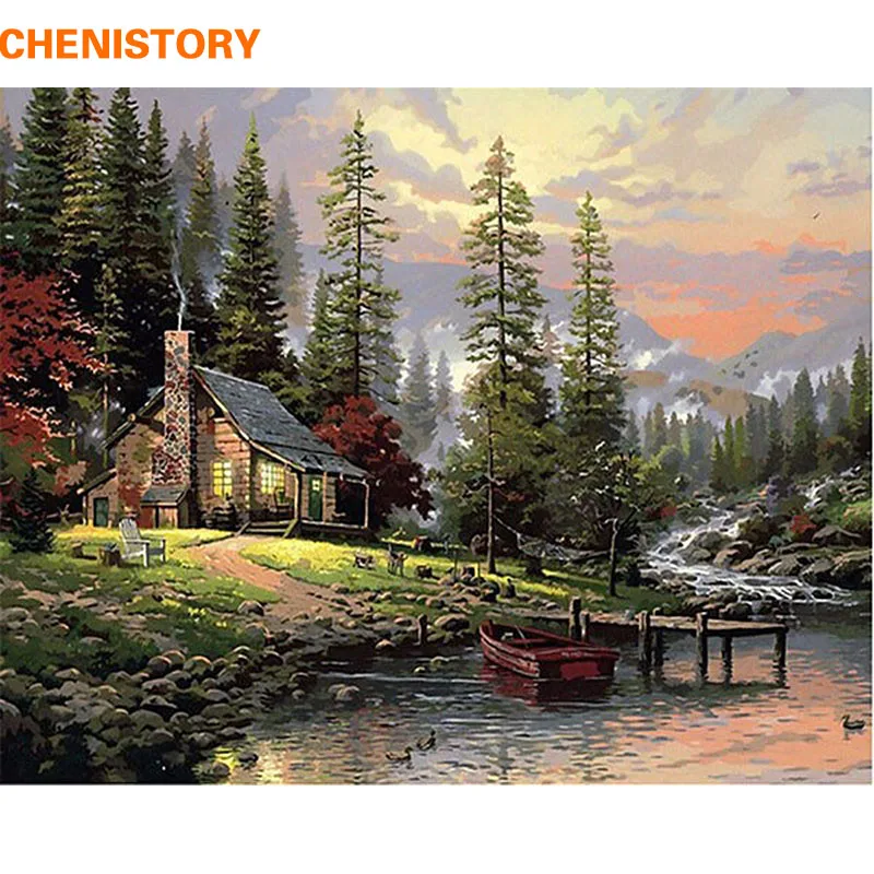 

Frameless DIY Painting By Numbers Home Decor Hand Painted Landscape Canvas Painting Unique Wall Art Picture 40*50cm Countryside