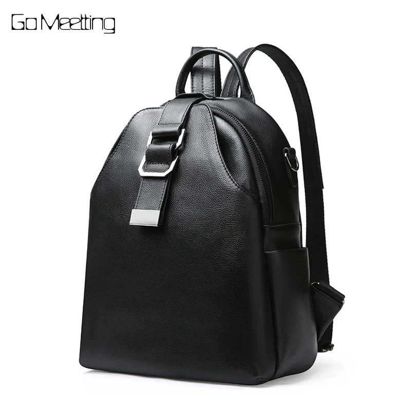 

Go Meetting Women Genuine Leather Backpack Female Teenage Girls School Backpacks Large Multifunction Mochila Solid Shoulder Bag