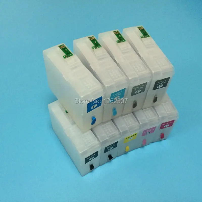 3880 For Epson T5801-T5809 80ml x 9colors Refillable ink cartridge for Epson 3880 printer with chip sensor цена 3880 For Epson T5801-T5809 80ml x 9colors Refillable ink cartridge for Epson 3880 printer with chip sensor цены онлайн