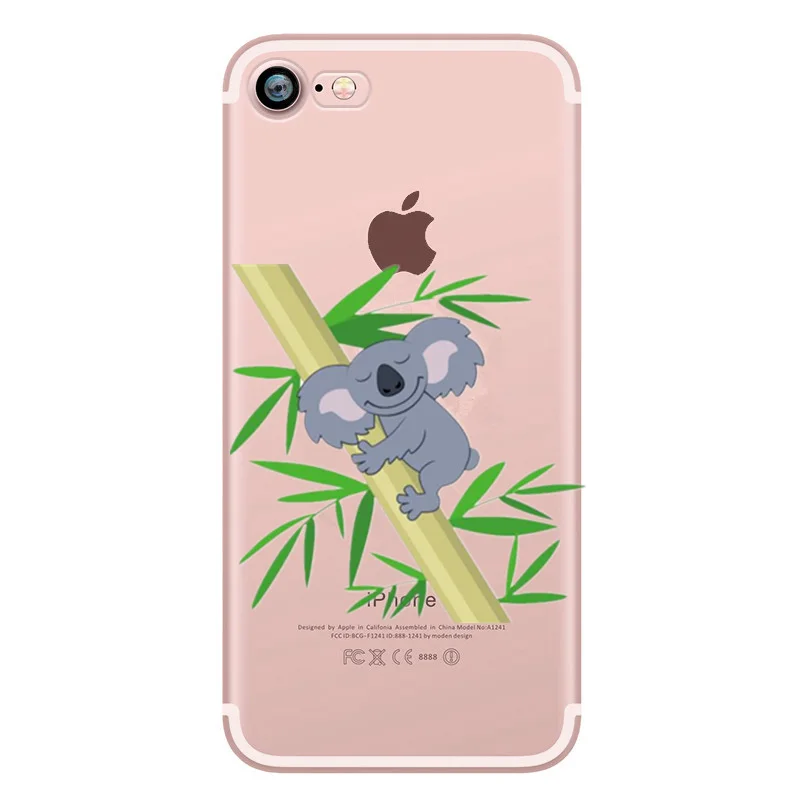 Прозрачный мультяшный чехол для iPhone 7 8 Plus силиконовый с изображением жирафа