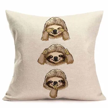 

Creative Animals Rules: See No Evil, Hear No Evil and Speak No Evil Cotton Linen Throw Pillow Case Cushion Cover Home Office D