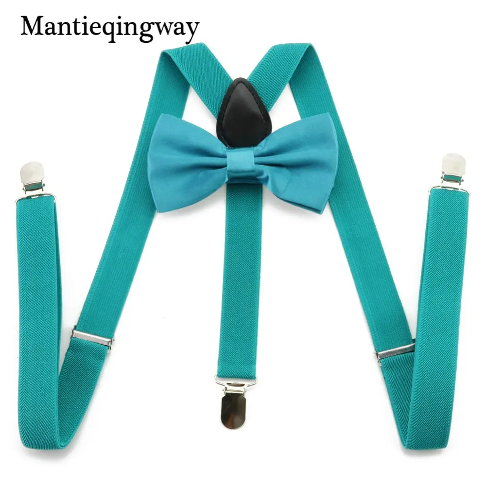 peacock green Mantieqingway 2,5 см для взрослых 3 зажима Y сзади эластичные галстуки-бабочки с подтяжками набор подтяжек подтяжки шеи галстуки брекет ремень для мужчин - Цвет: peacock green