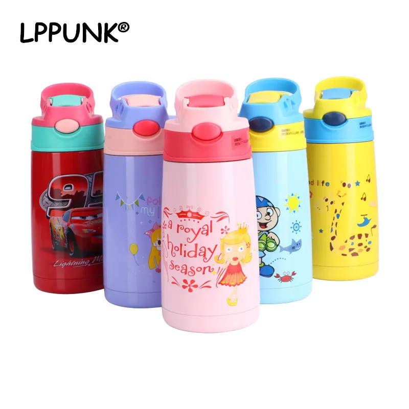 Best 400ML Hot Sales baby s stuff vacuum water bottle handgrip children Powdered Milk kettle Stainless steel 304 straw thermos flasks
