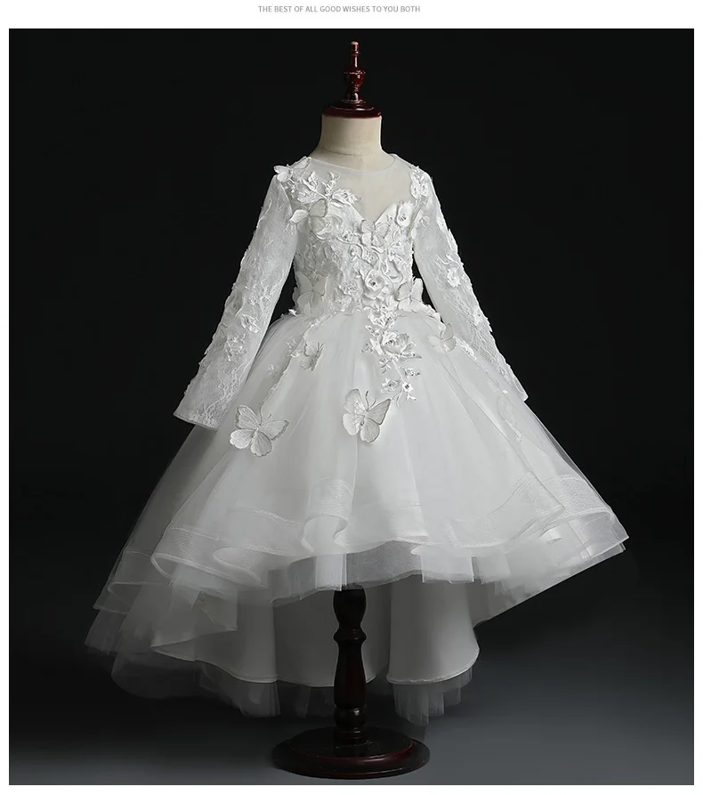Для девочек в цветочек романтический свадебный банкет белый лепесток платье девушка принцесса присутствовать евхаристии вечерние и