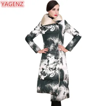 

YAGENZ Warm Jacket Long Coat Winter Jacket Women Tops Parkas Mujer 2018 High quality Coats Irregular hem Down Cotton Jacket 515