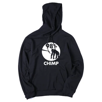 

COOLMIND QI0251H cotton blend black chimp print men hoodies fleece loose knitted cool men sweatshirts with hat