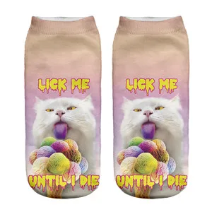 ZHBSLWT/женские носки с 3D принтом в виде кота Сфинкса; повседневные короткие носки с милыми персонажами; несколько цветов в стиле Харадзюку - Цвет: 7