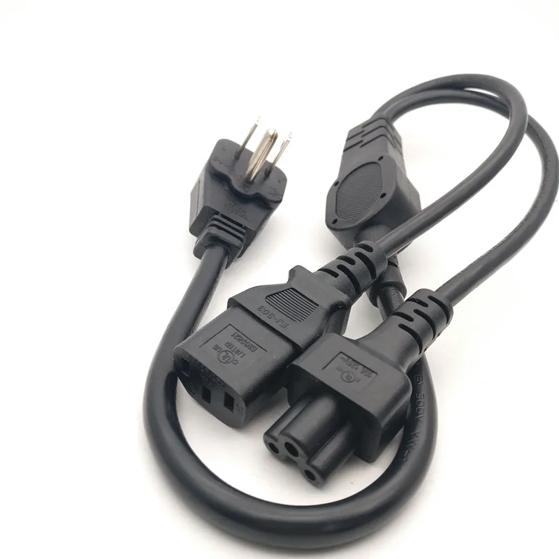 

2 in 1 Multi function Power Cord USA US flat plug to IEC 320 C5 C13 Power cord 0.6m