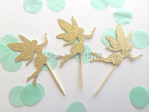 

cheap Gold Glitter FAIRY Cupcake Toppers. Birthday Cupcake Topper. Cupcake Decoration. Secret Garden Party